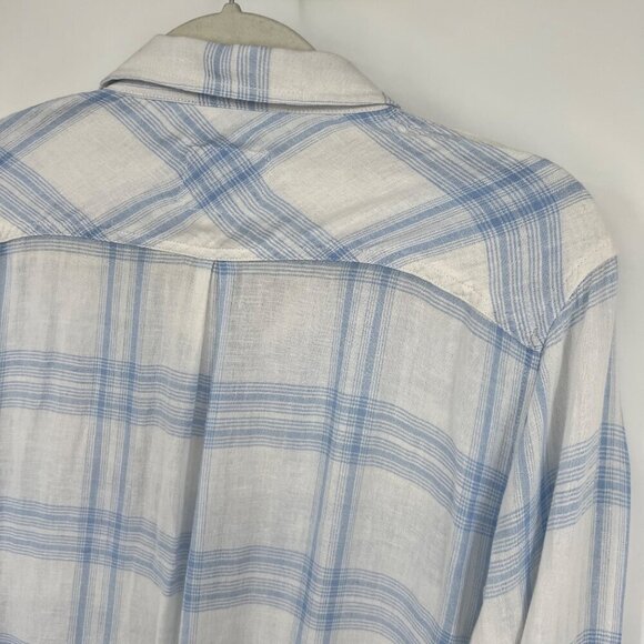 RAILS Charli Linen Blend Shirt Pale Blue White small - Picture 8 of 14